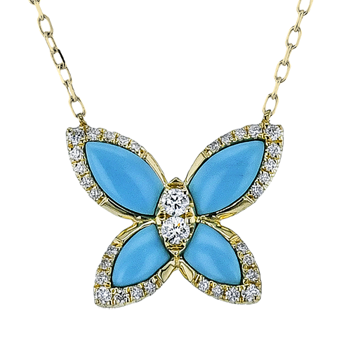 Zeghani 14K Yellow Gold Turquoise And Diamond Butterfly