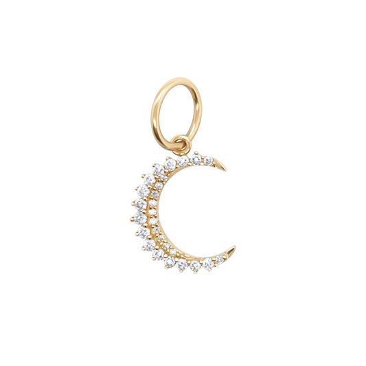 14K Yellow Gold Diamond Moon Charm