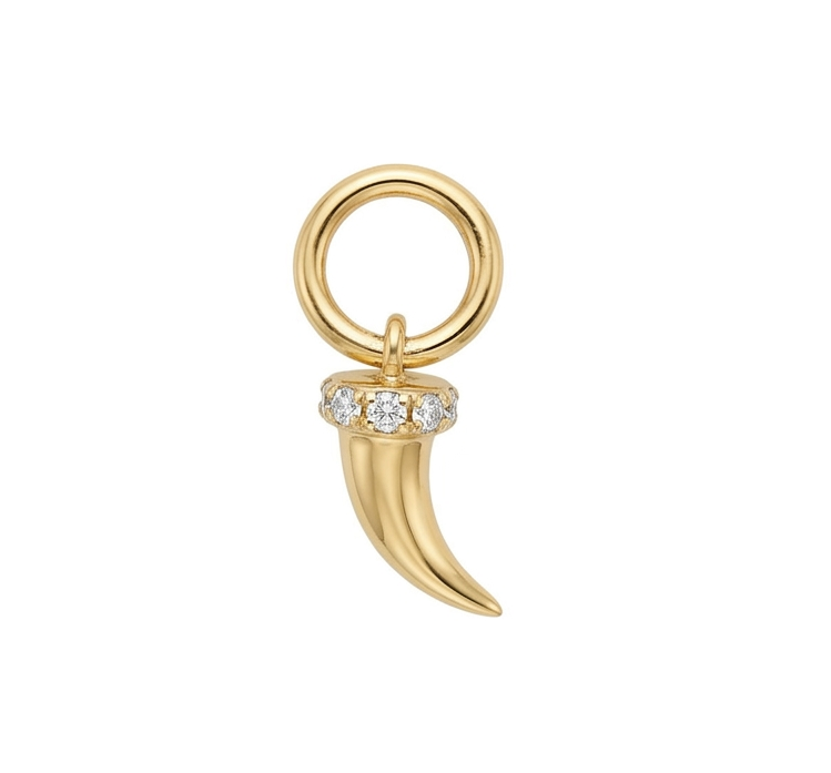 14K Yellow Gold Diamond Horn Charm