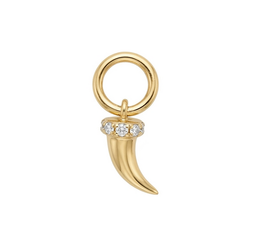 14K Yellow Gold Diamond Horn Charm
