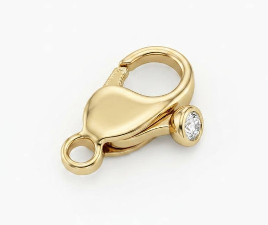 14K Yellow Gold Lobster Clasp Bezel Set Diamond