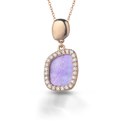 Mello 14K Yellow Gold Diamond Halo Pendane with 8 Interchaneable MOP Inserts