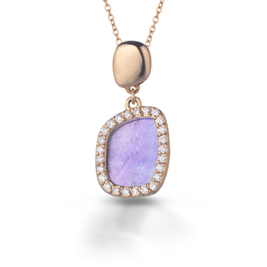 Mello 14K Yellow Gold Diamond Halo Pendane with 8 Interchaneable MOP Inserts