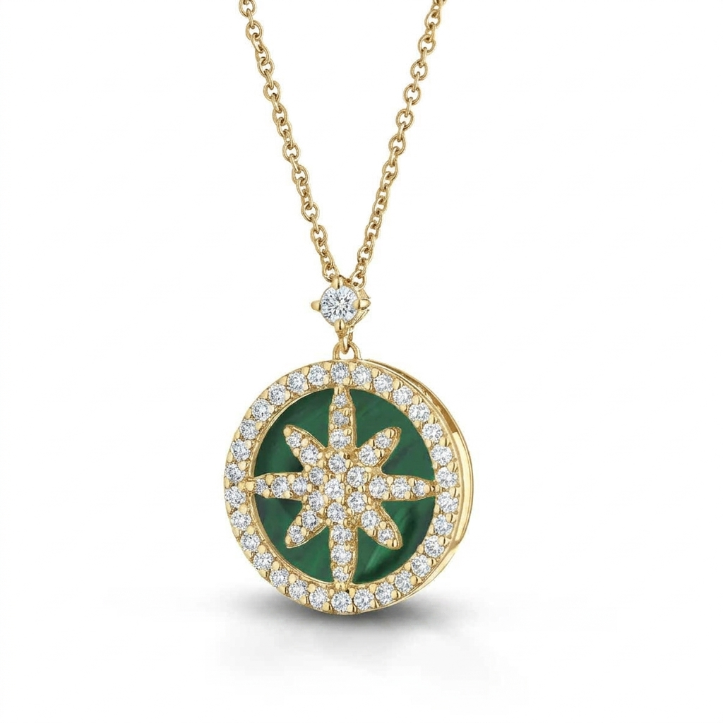 Mello Mother of Pearl & Diamond Round Pendant