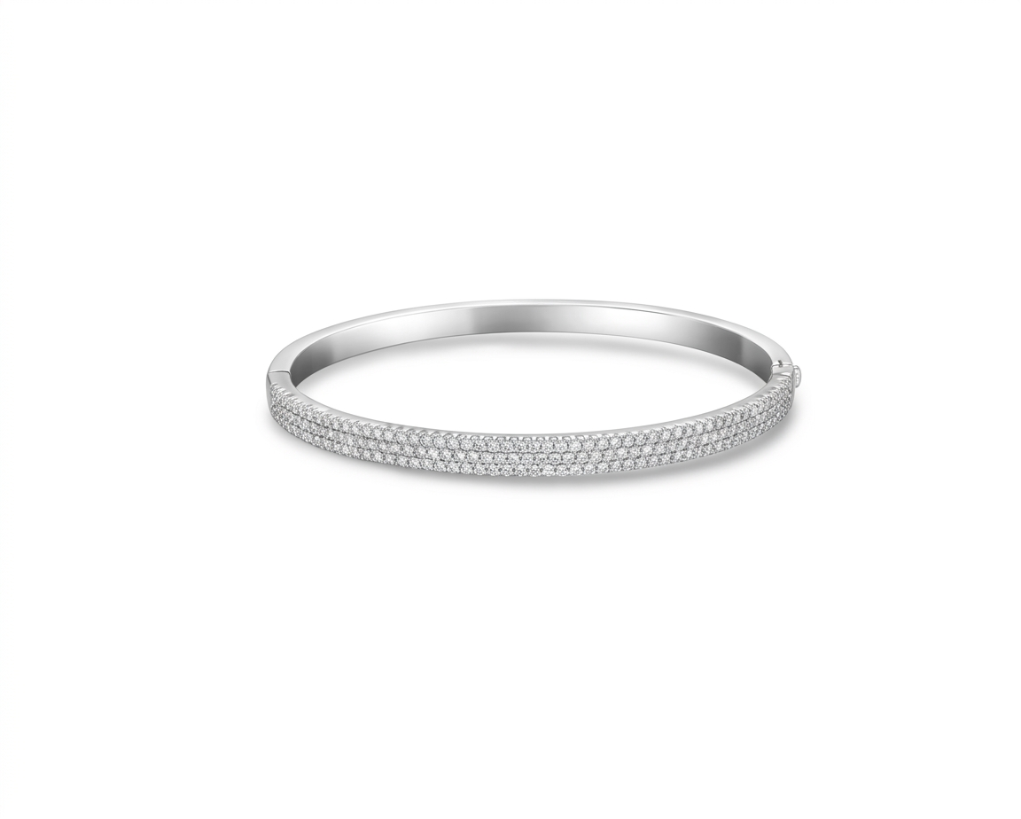 Hearts On Fire 18K White Gold Three-Row Diamond Bangle