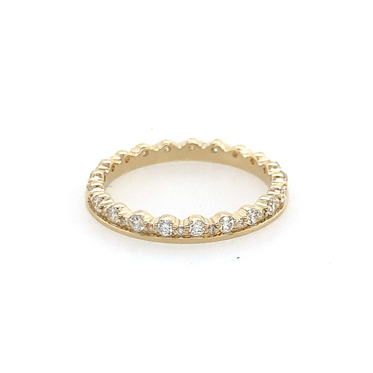 14K Yellow Gold Alternating Diamond Scalloped Flat Band
