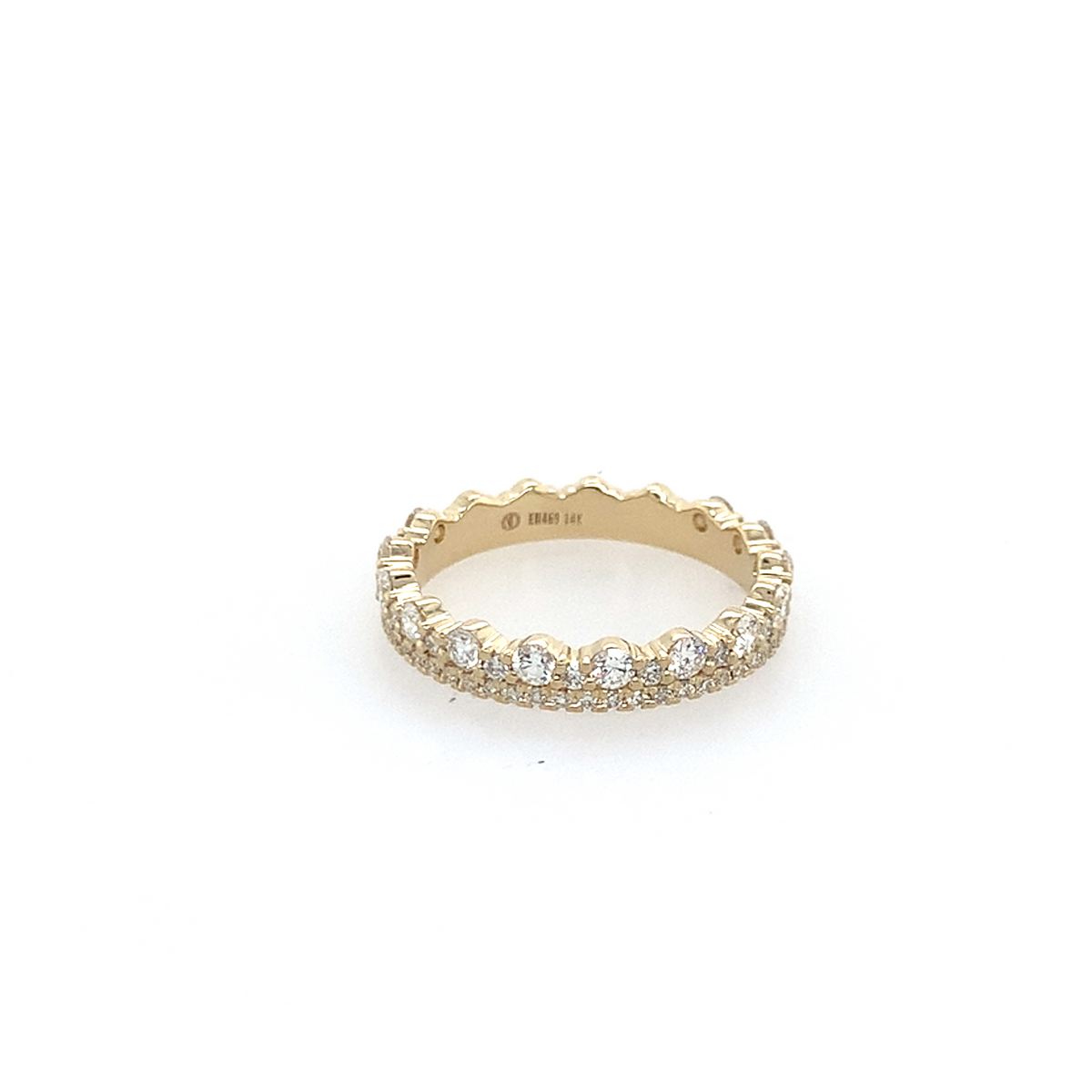 14K Yellow Gold 2-Row Diamond Scalloped Band