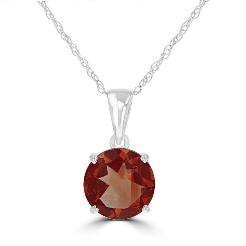 14K White Garnet Pendant