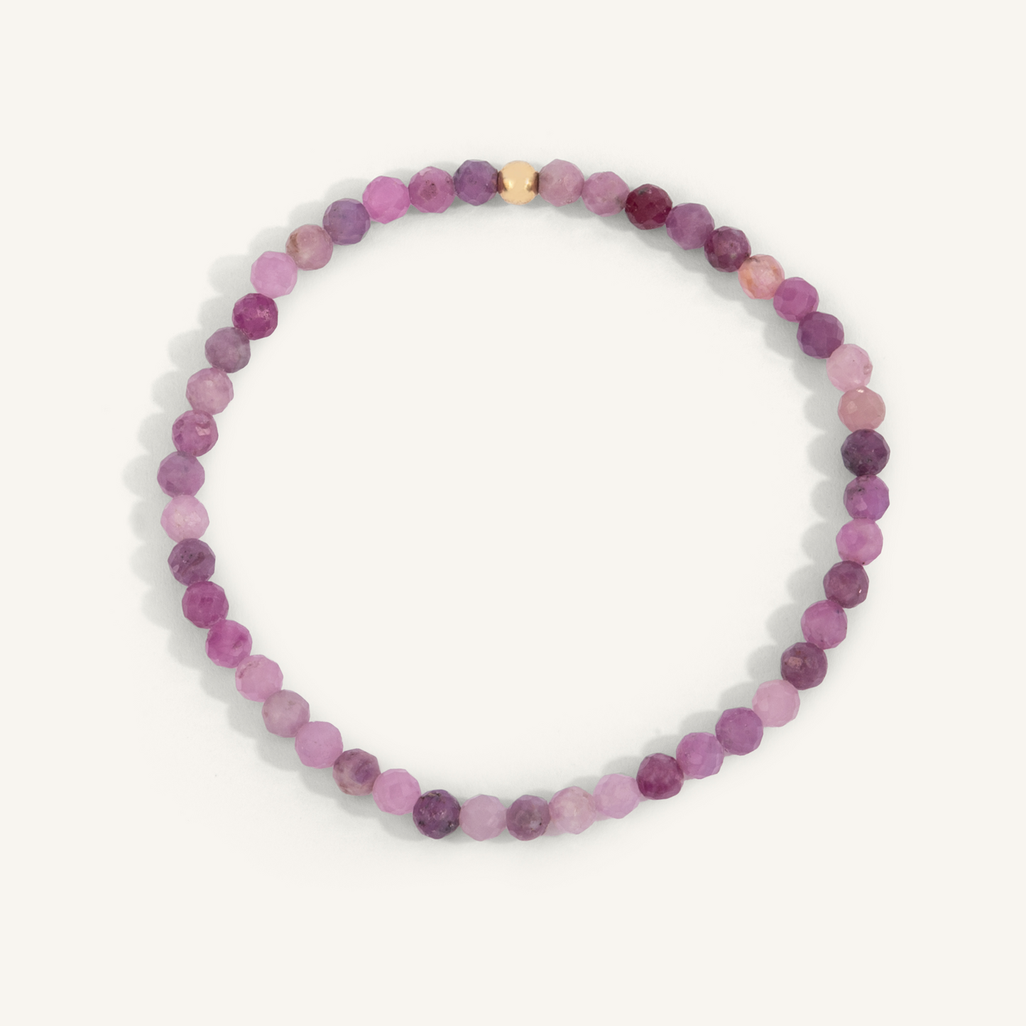 Dee Berkley July Solid Ruby Beaded Bracelet With Gold Filled Bead
