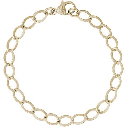 Yellow Gold Plated Sterling Silver Dapped Curb Link Classic Bracelet