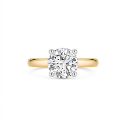 14K Two Tone Round Cathedral Solitaire Ring Mounting For 3 Carat Center