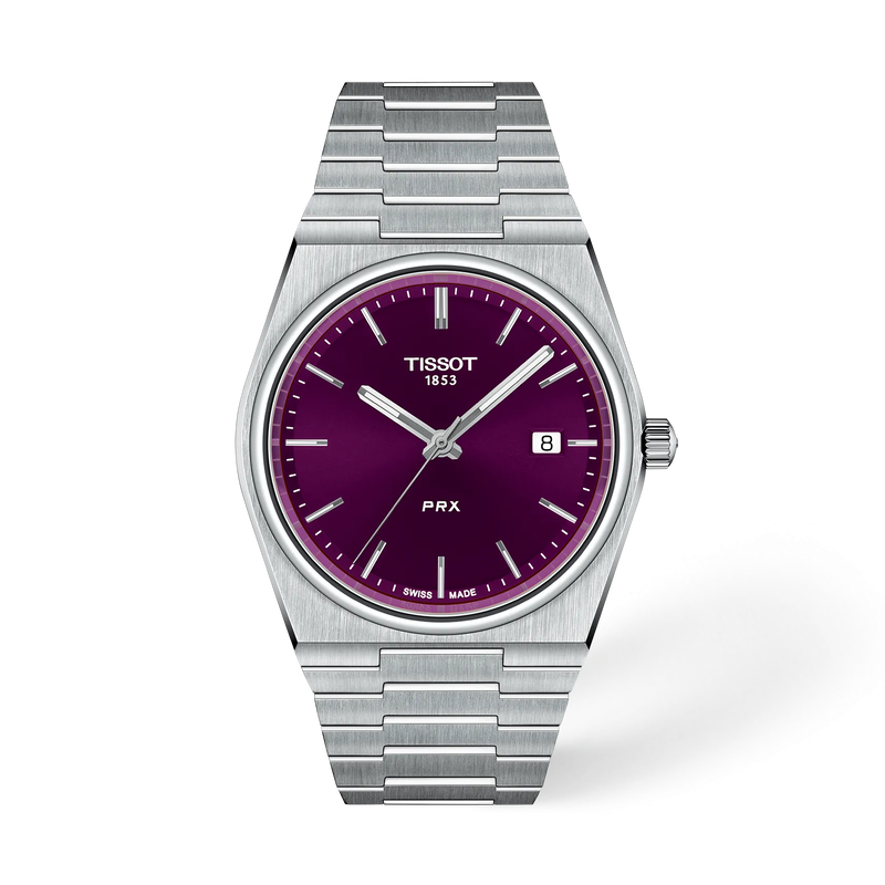 Tissot PRX Gents 40Mm Stainless Steel Purple Dial Watch
