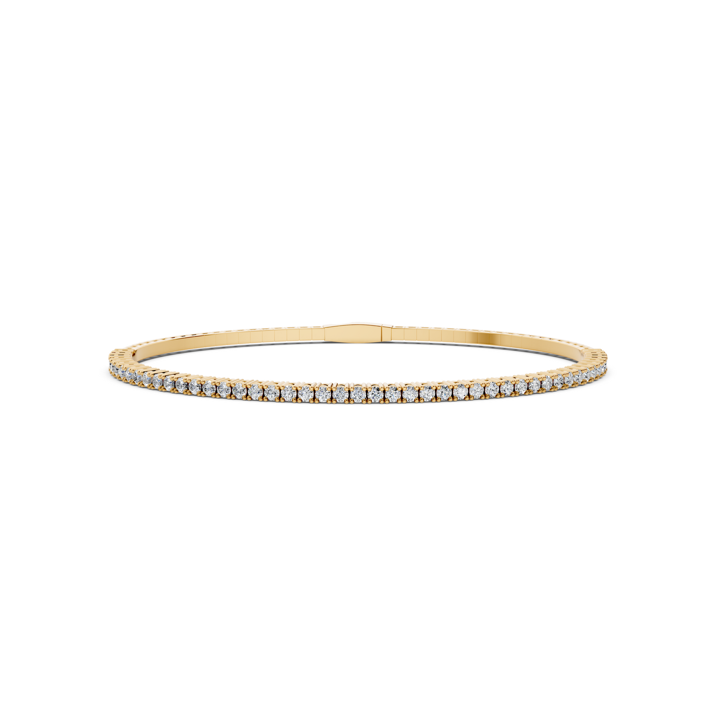 14K Yellow Gold Halfway Diamond Flexi Bangle