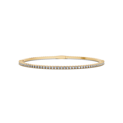 14K Yellow Gold Halfway Diamond Flexi Bangle