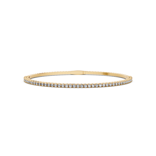 14K Yellow Gold Halfway Diamond Flexi Bangle