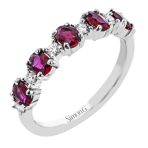 Simon G 14K White Gold Oval Ruby And Diamond Ring