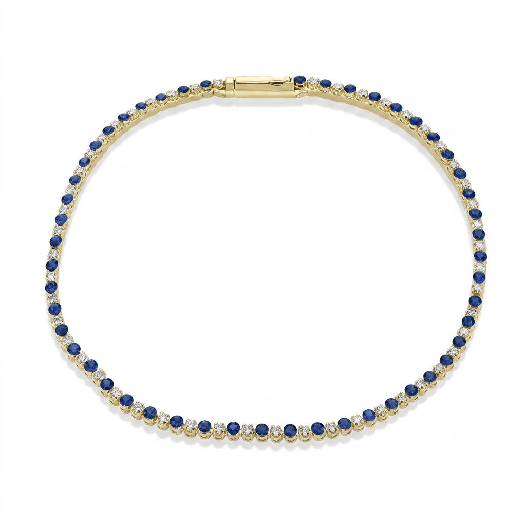 Simon G 14K White Gold Blue Sapphire& Diamond Bracelet