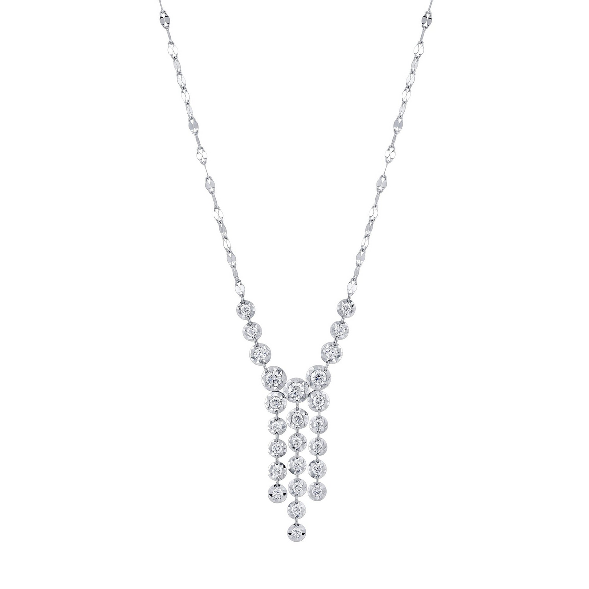 Shy 14K White Gold Drop Diamond Sparkle Chain Necklace