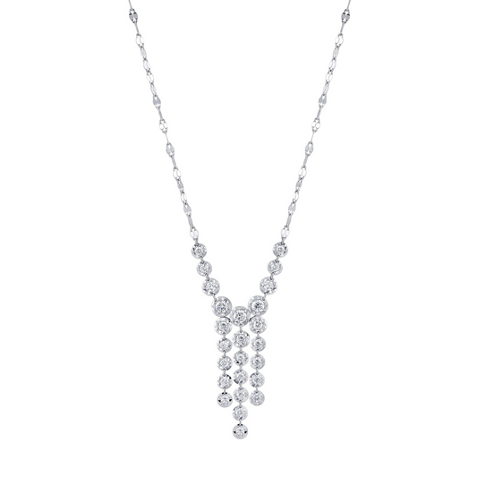 Shy 14K White Gold Drop Diamond Sparkle Chain Necklace