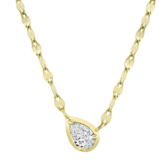 Shy 14K Yellow Gold Diamond Pear Sparkle Chain Necklace