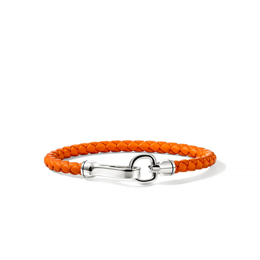John Hardy Men's Essentials Sterling Silver Orange Leather Bracelet