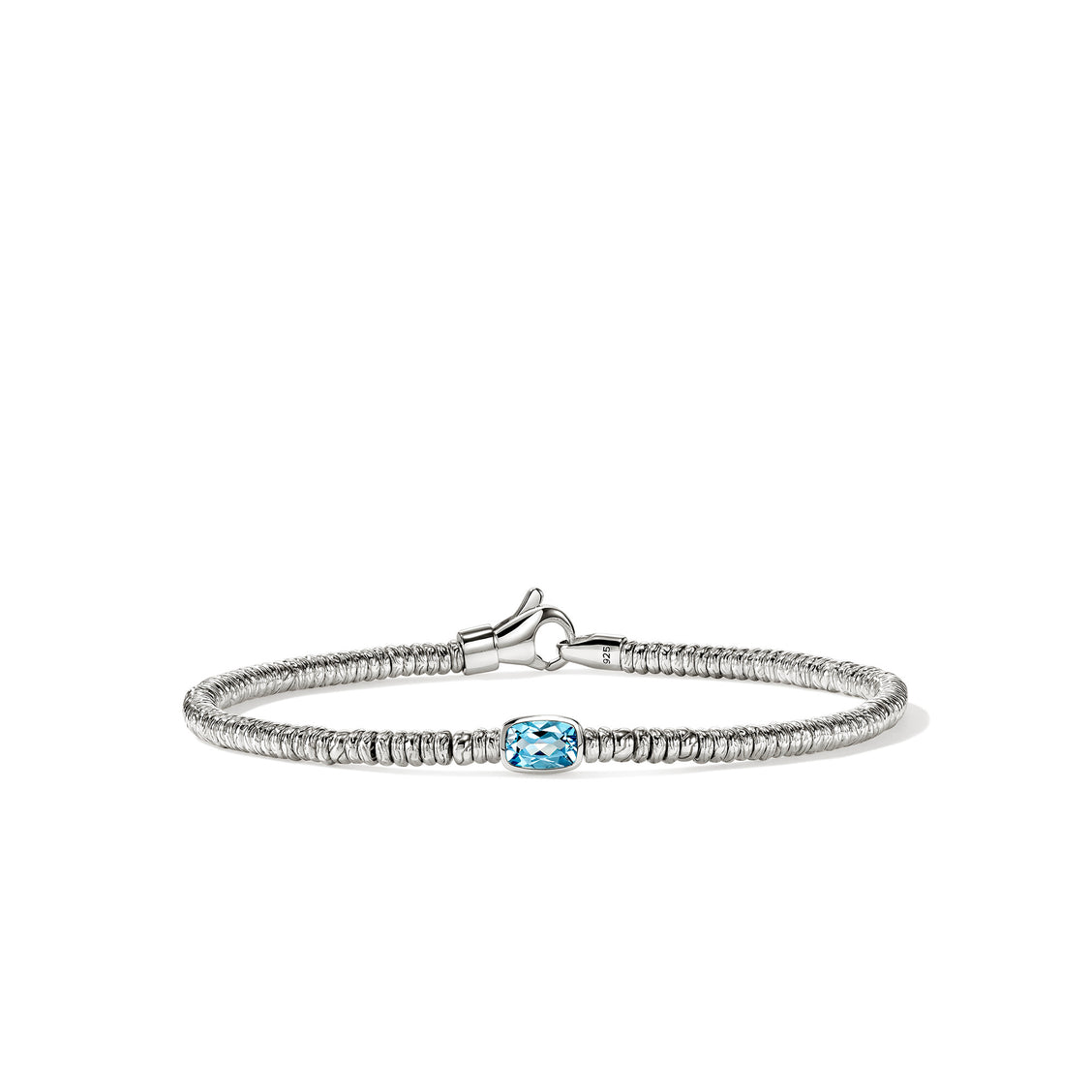 John Hardy Sterling Silver Heishi Swiss Blue Topaz Rondel Bracelet