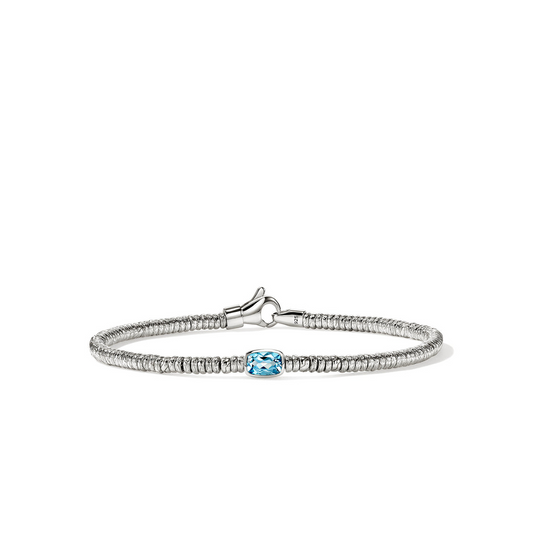 John Hardy Sterling Silver Heishi Swiss Blue Topaz Rondel Bracelet