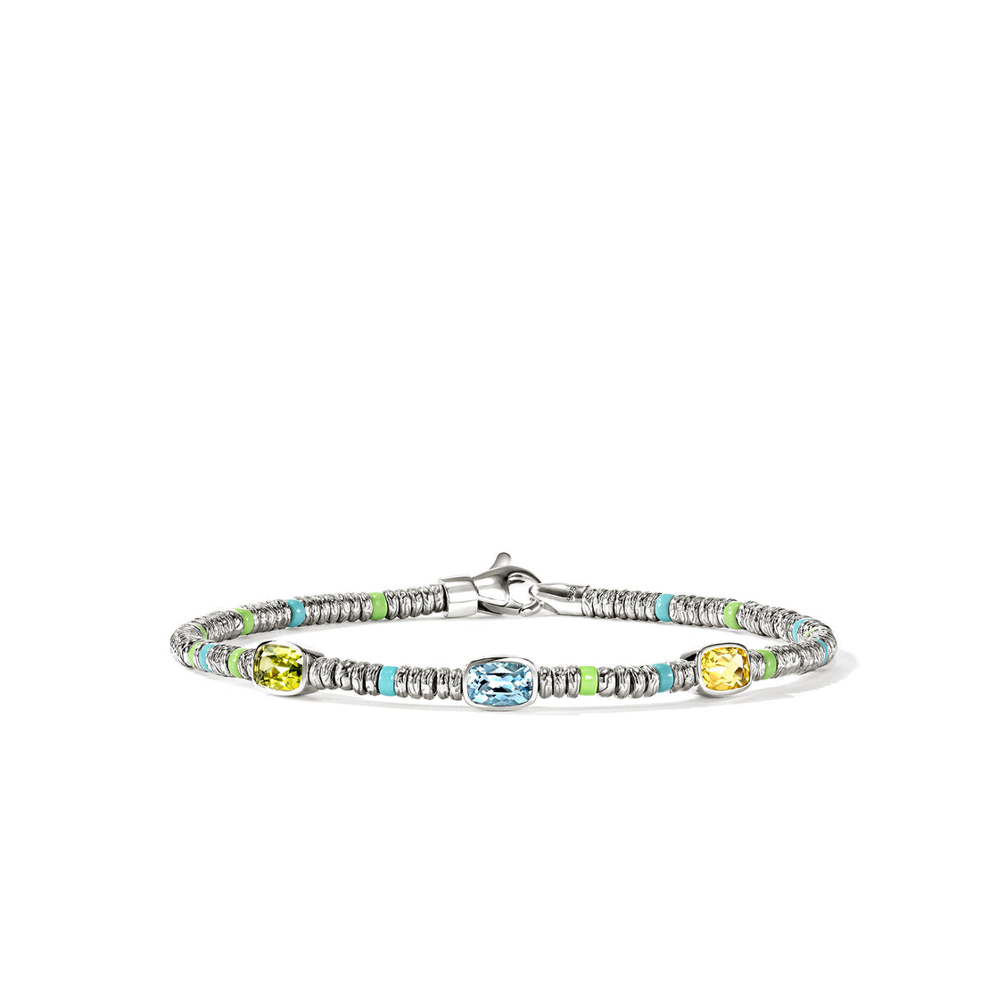 John Hardy Heishi Sterling Silver Multi Stone Beaded Bracelet