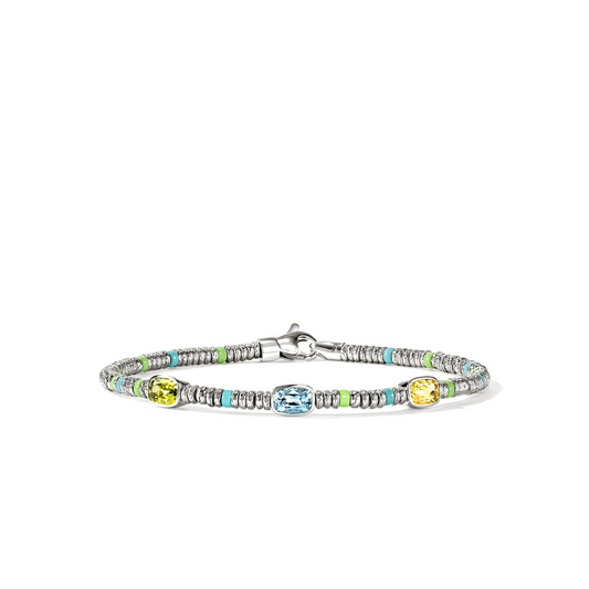 John Hardy Heishi Sterling Silver Multi Stone Beaded Bracelet