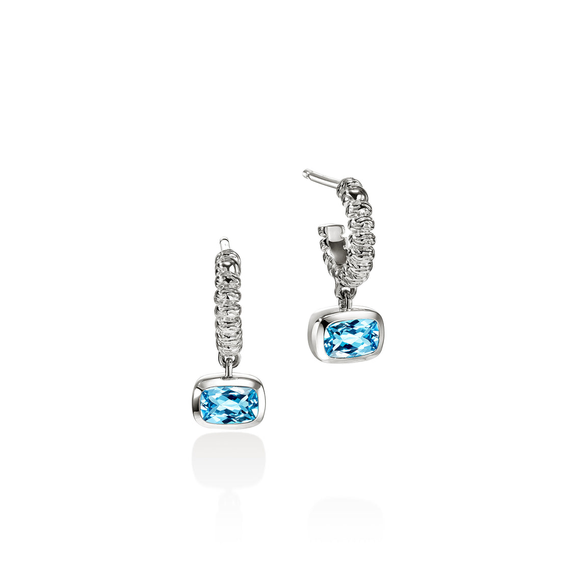 John Hardy Sterling Silver Swiss Blue Topaz Heishi Drop Earrings