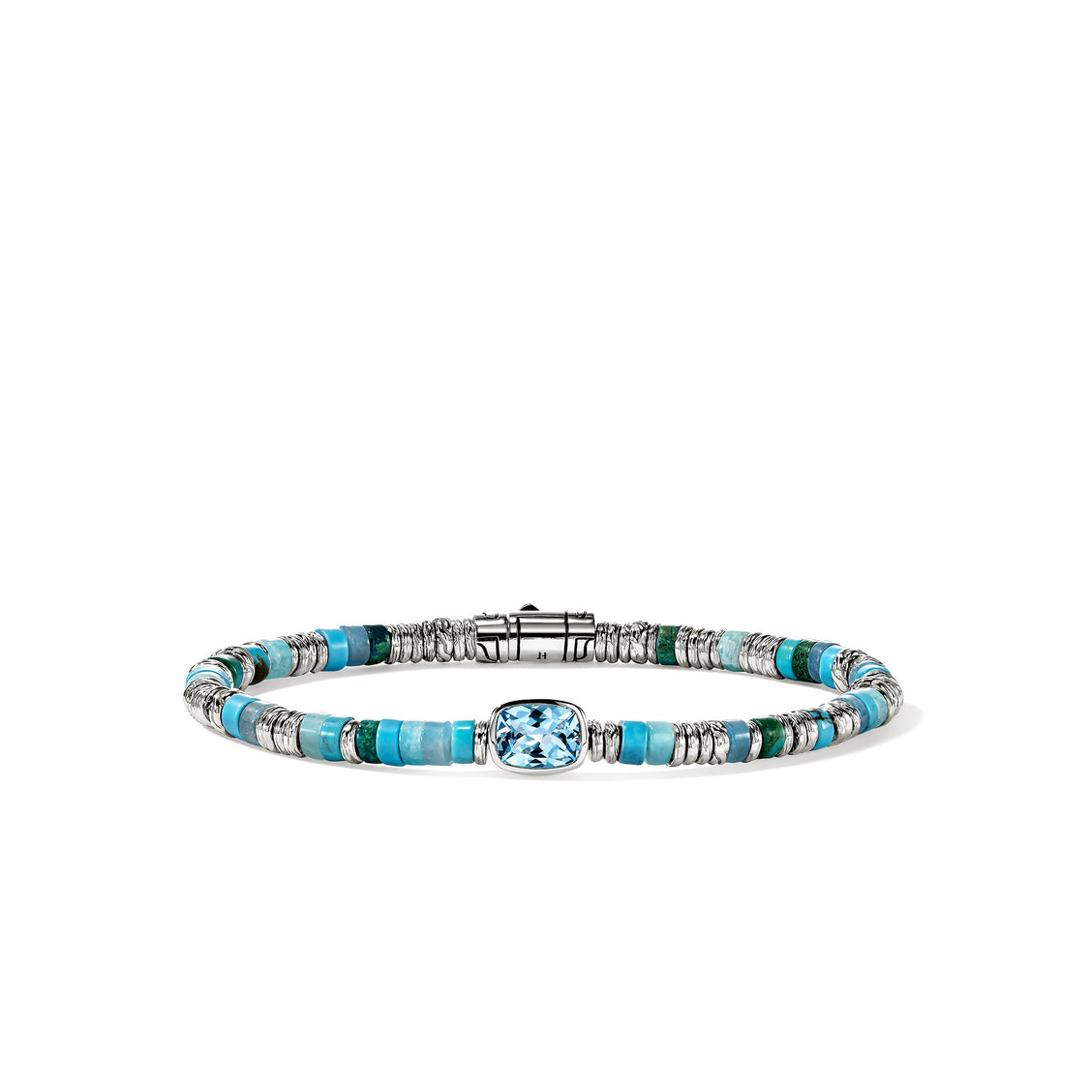 John Hardy Sterling Silver Heishi Multi Stone Beaded Bracelet