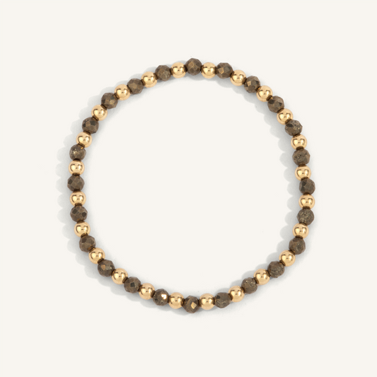 Dee Berkley Pyrite & Gold Filled Beaded Bracelet