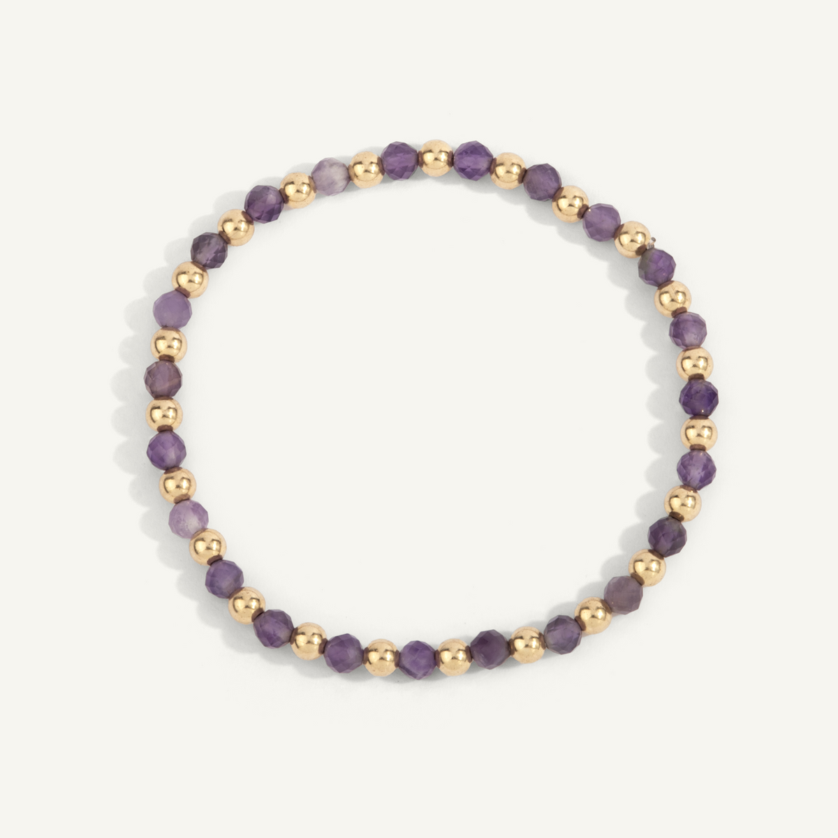 Dee Berkley Amethyst Beaded Bracelet with Alertnating Gold Beads