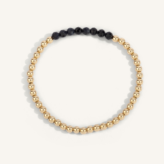 Dee Berkley Sapphire & Gold Beaded Bracelet