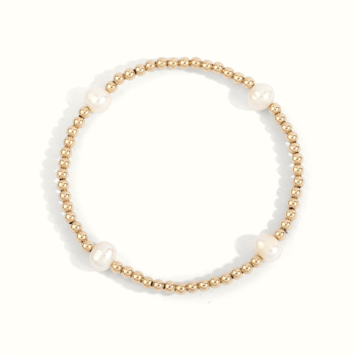 Dee Berkley Alternating 3Mm Gold Filled Beads And 6Mm Cultured Pearl Bracelet