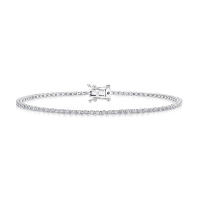 Shy Creation 14K White Gold Diamond Tennis Bracelet