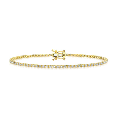 Shy Creation 14K Yellow Gold Diamond Tennis Bracelet