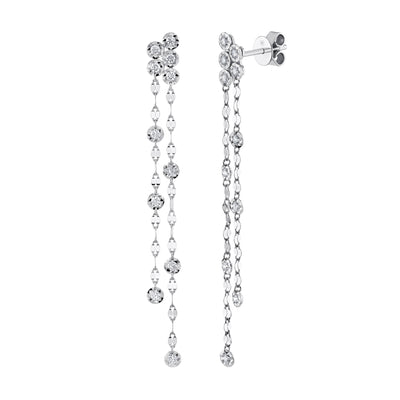 Shy Creation 14K White Gold Diamond Chain Earrings