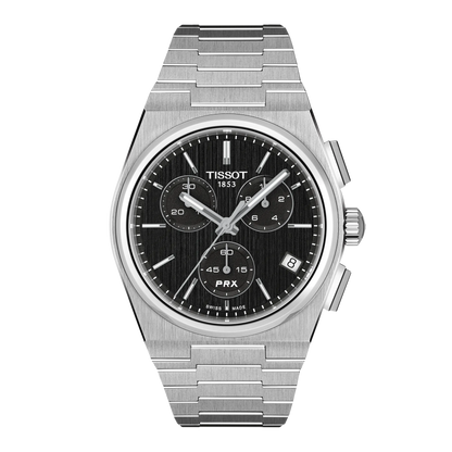 Tissot Prx 41Mm Stainless Steel Black Dial Quartz Chronograph Watch