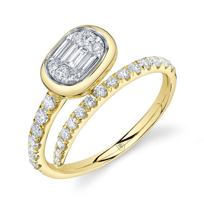 Shy 14K Yellow Gold Wrapped Diamond Baguette Cluster Ring