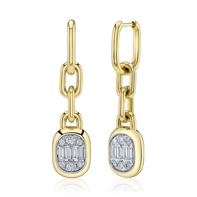 Shy 14K Yellow Gold Diamond Baguette Cluster Earrings