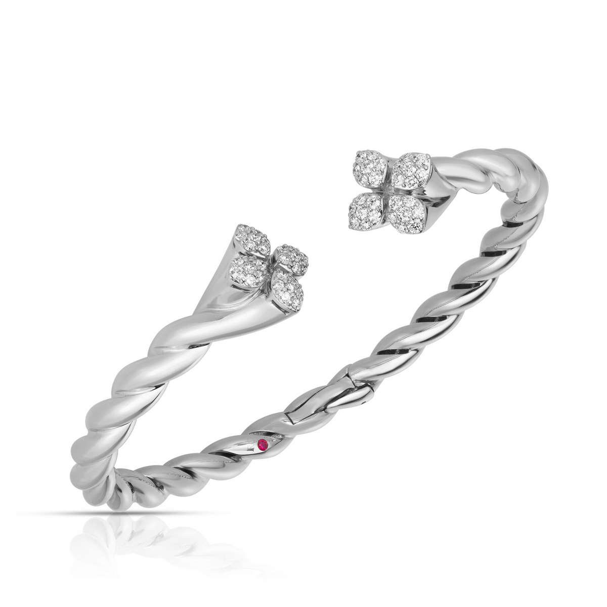 Roberto Coin 18K Whtie Gold Love In Verona Twist Diamond Bangle