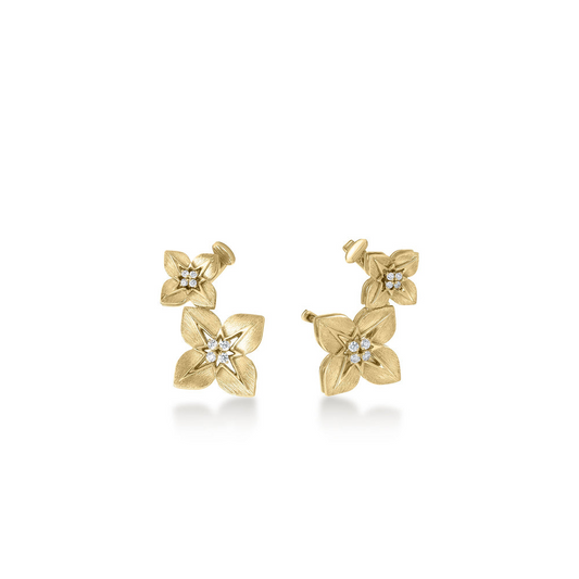 Roberto Coin 18K Two Tone Princess Star Double Diamond Star Earrings