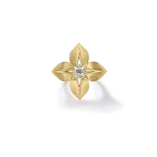 Roberto Coin 18K Two Tone Princess Star Large Diamond Star Ring