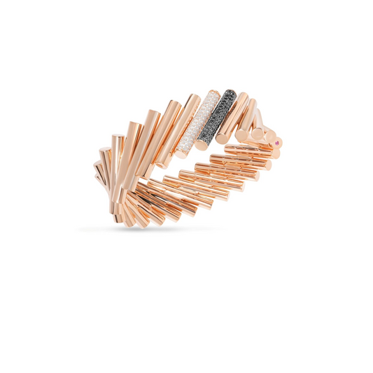 Roberto Coin 18K Rose Gold Domino Black And White Diamond Bangle