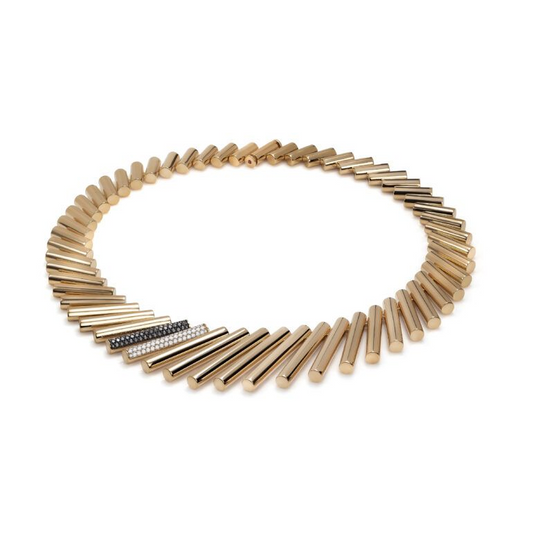 Roberto Coin 18K Two Tone White And Black Diamond Domino Necklace