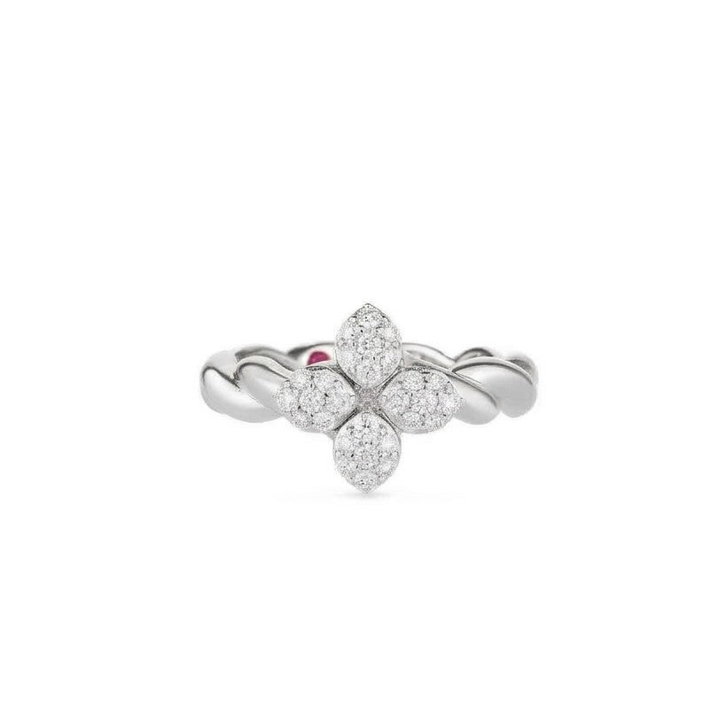 Roberto Coin 18K White Gold Love In Verona Diamond Twist Ring