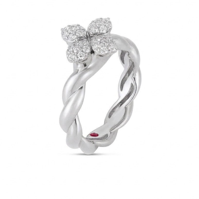 Roberto Coin 18K White Gold Love In Verona Diamond Twist Ring