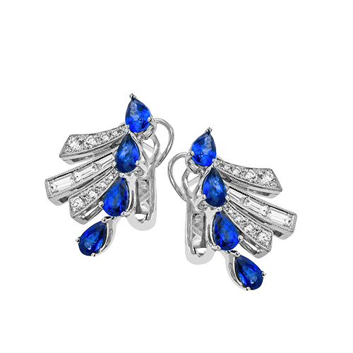 Simon G 18K White Gold Blue Sapphire And Diamond Earrings