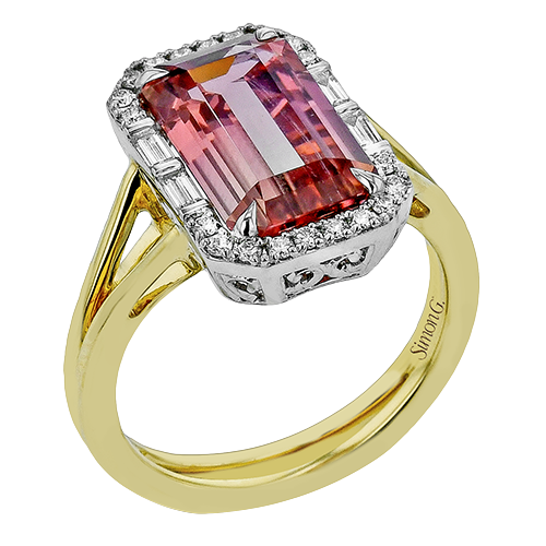 Simon G 18K Two Tone Watermelon Tourmaline And Diamond Ring